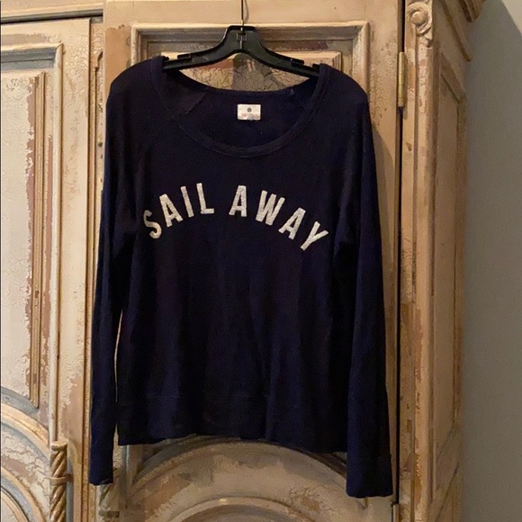 Anthropologie Sundry sz 2 Navy Blue Sail Away Top - Picture 1 of 4
